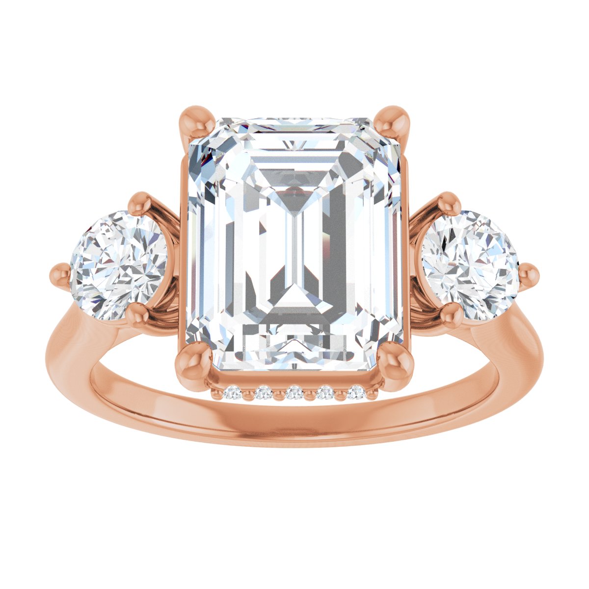 Emerald Three-Stone Engagement Ring Semi-Mount - gallery - Series 124744