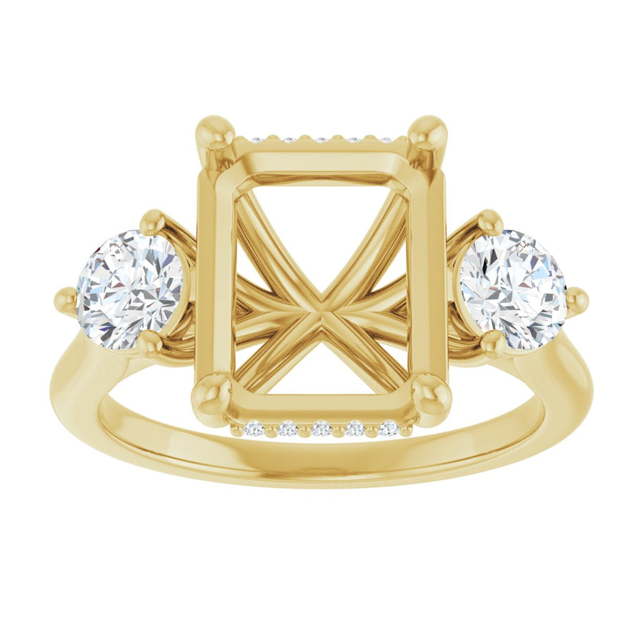 Emerald Three-Stone Engagement Ring Semi-Mount - gallery - Series 124744