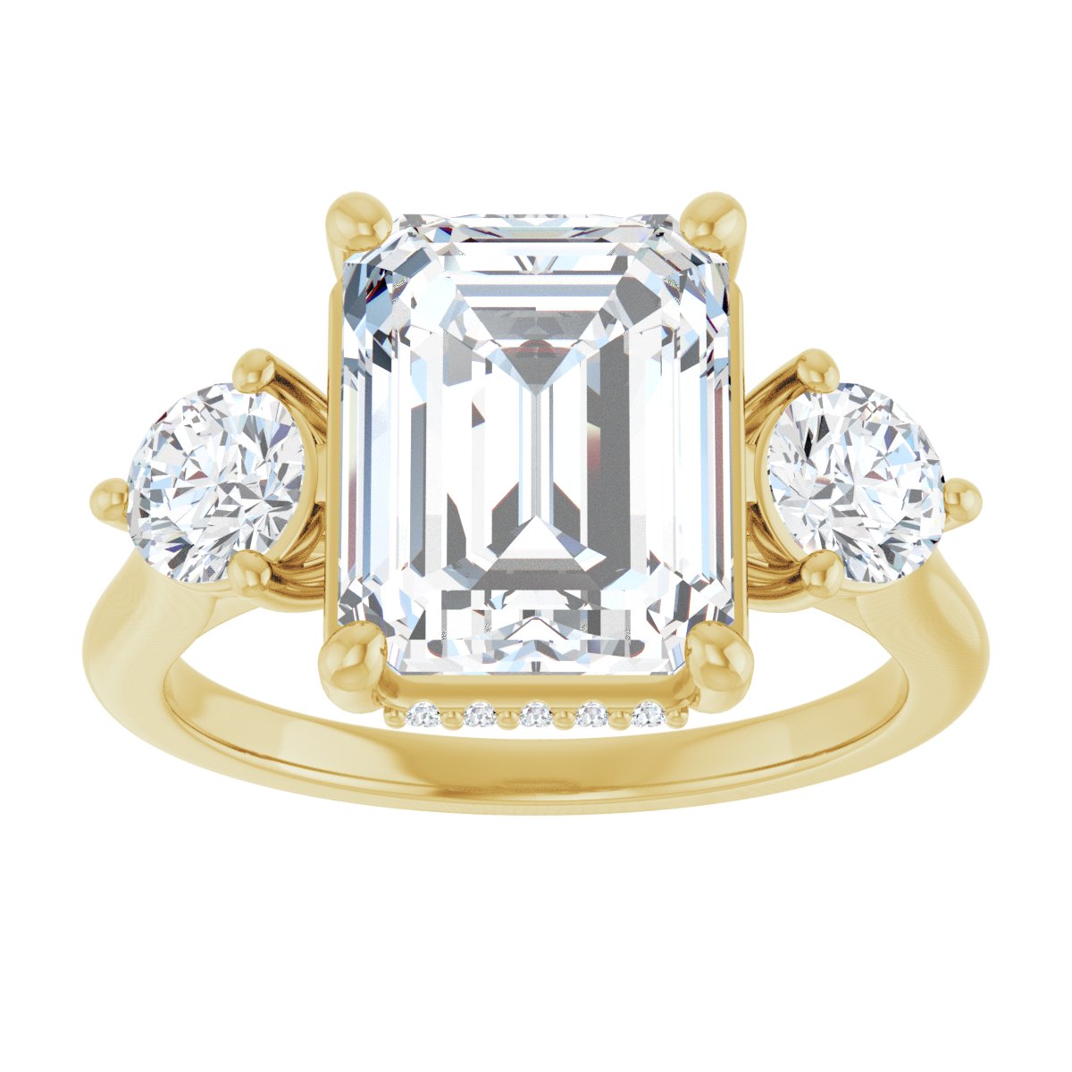 Emerald Three-Stone Engagement Ring Semi-Mount - gallery - Series 124744