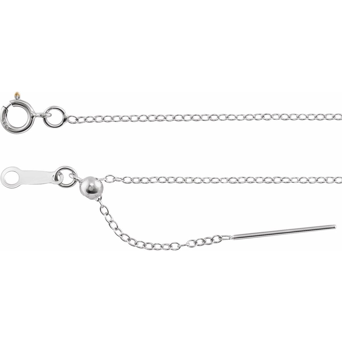 1.1 mm Adjustable Threader Cable Chain Bracelet (1.1 Mm / 6-8 In) - Sterling Silver - Series CH1104