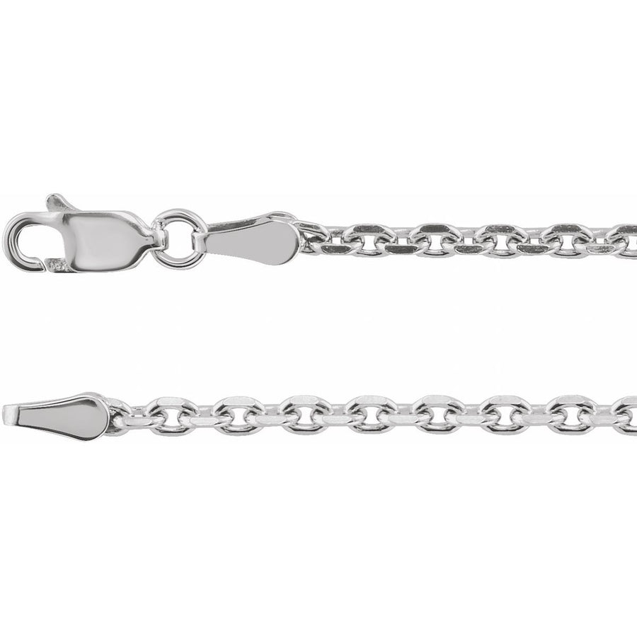 Diamond-Cut Cable Chain Bracelet (2.5 Mm / 7 In) - 14K White Gold - Series CH525