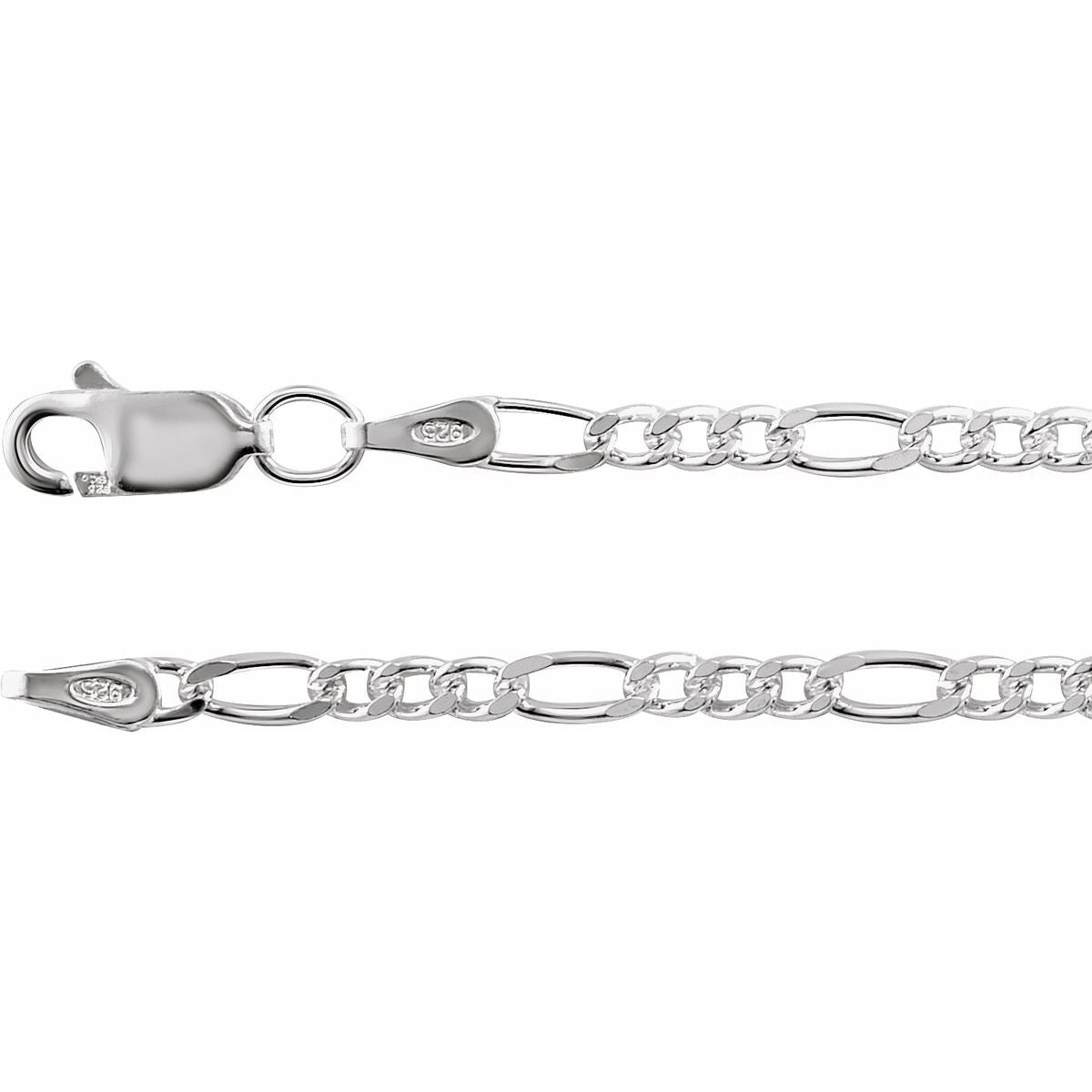 3.5 mm Figaro Chain Bracelet (2.5 Mm / 7 In) - Sterling Silver - Series CH434
