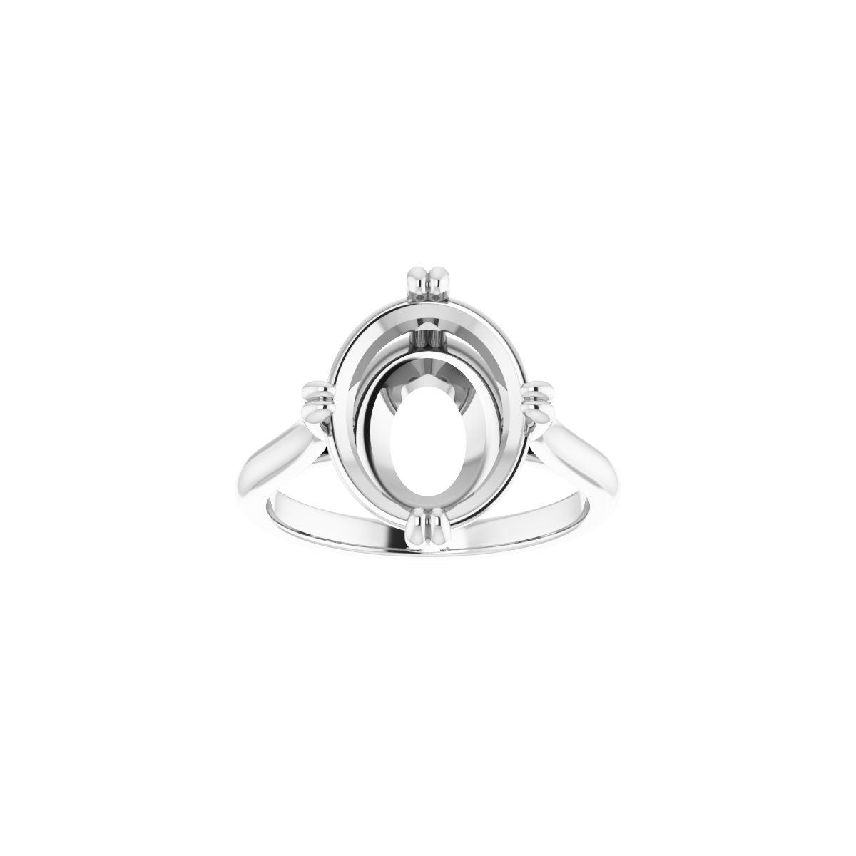 Oval Double Claw-Prong Solitaire Engagement Ring Mounting - gallery - Series 126031
