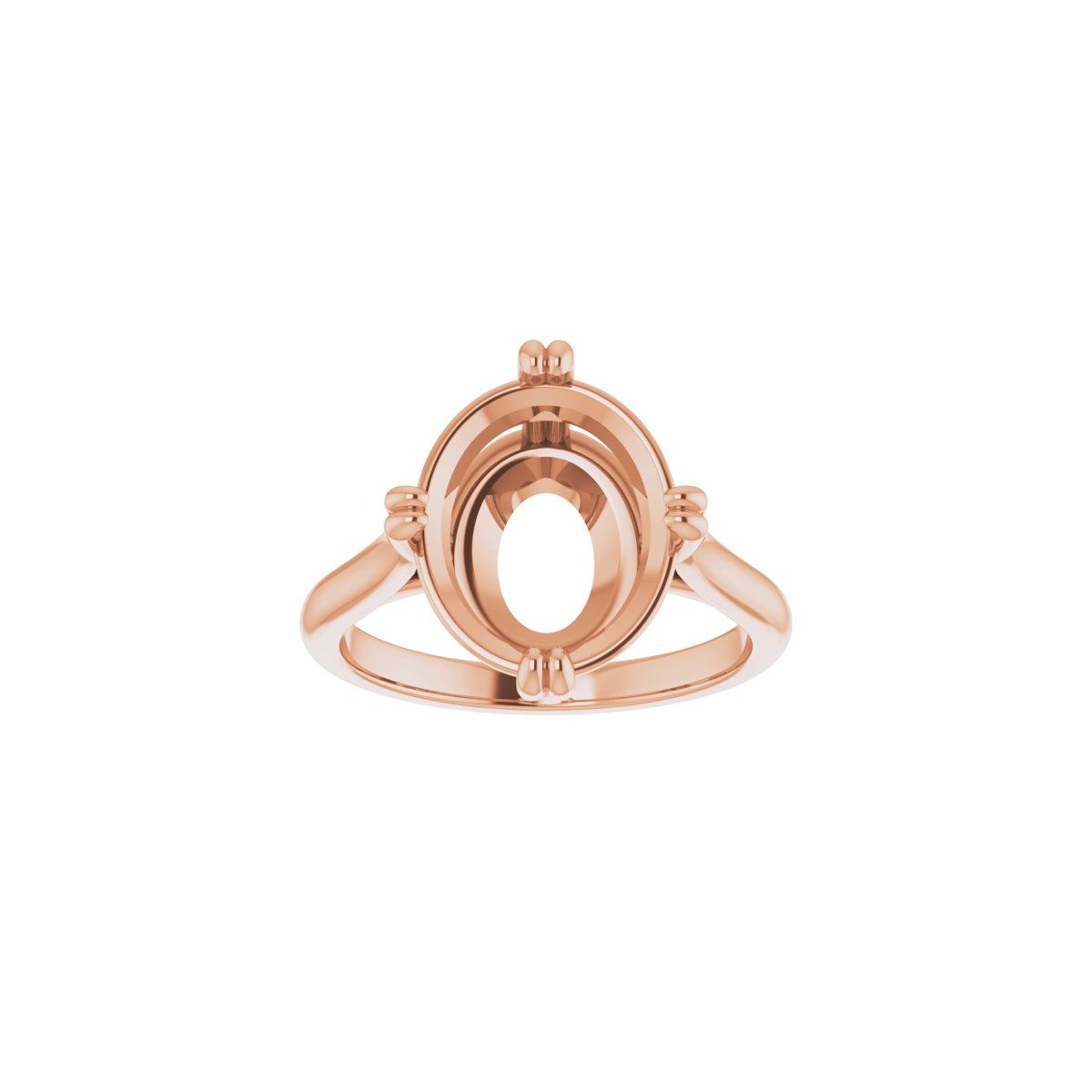 Oval Double Claw-Prong Solitaire Engagement Ring Mounting - gallery - Series 126031