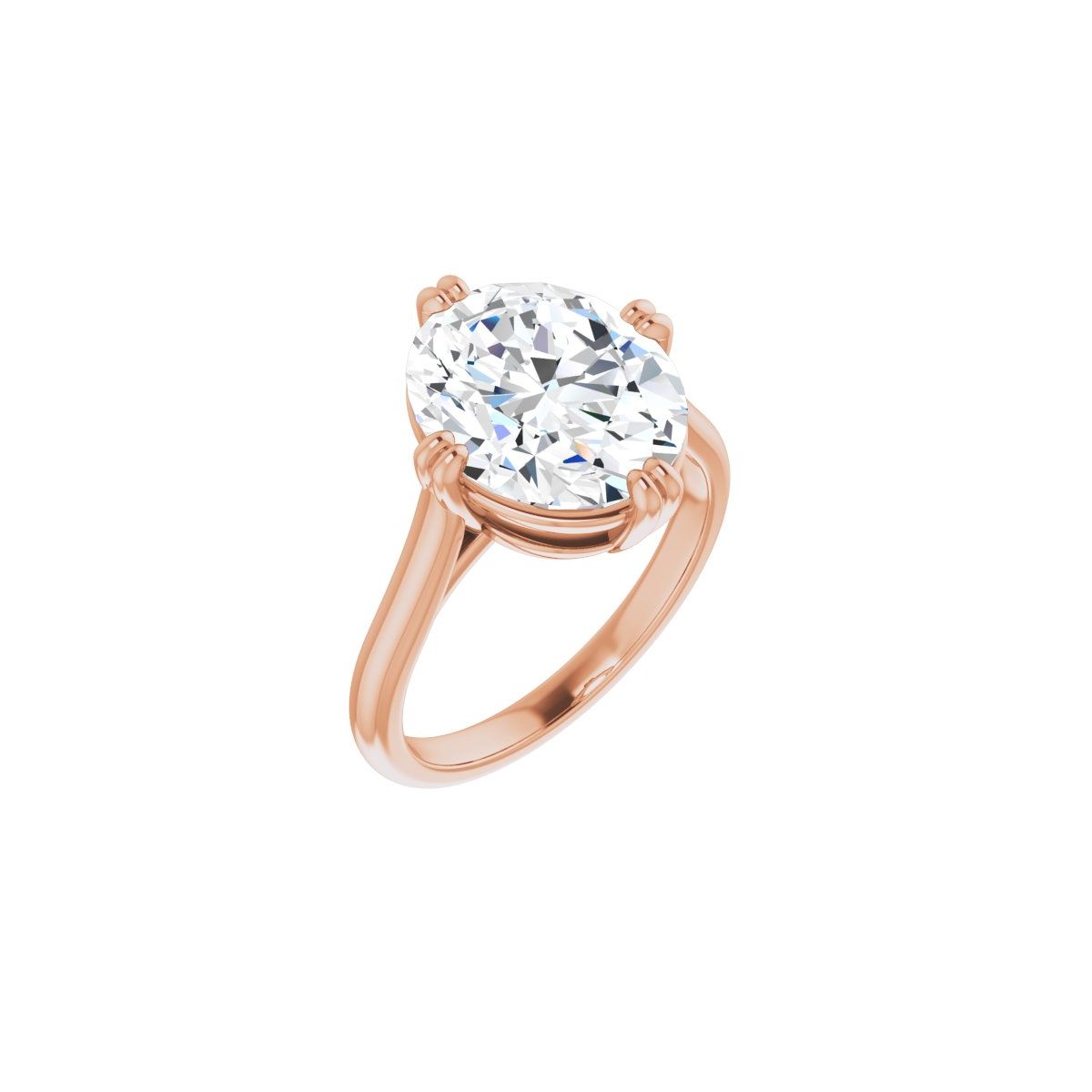 Natural Diamond Oval Double Claw-Prong Solitaire Engagement Ring Mounting - 14K Gold - Series 126031