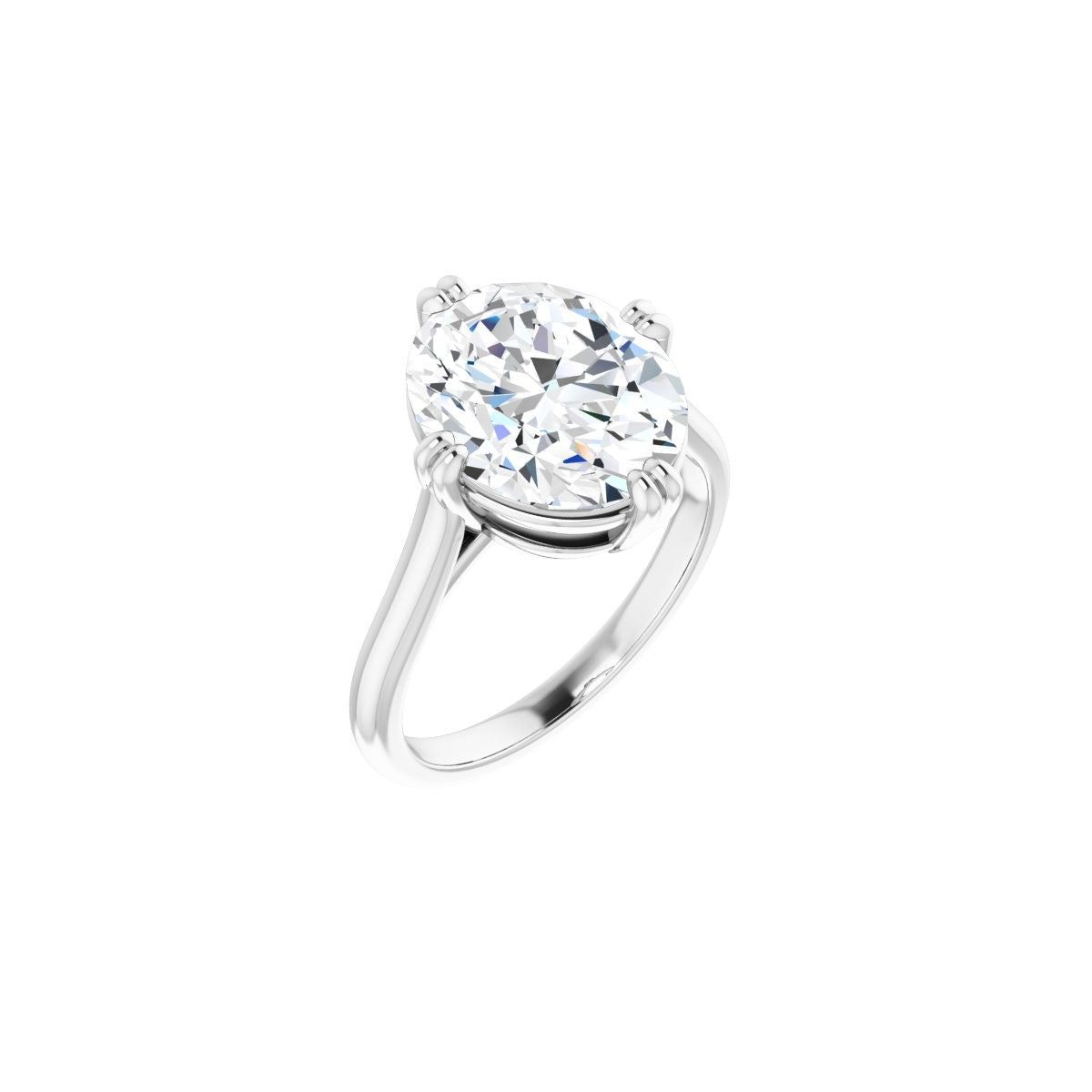 Natural Diamond Oval Double Claw-Prong Solitaire Engagement Ring Mounting - 14K Gold - Series 126031