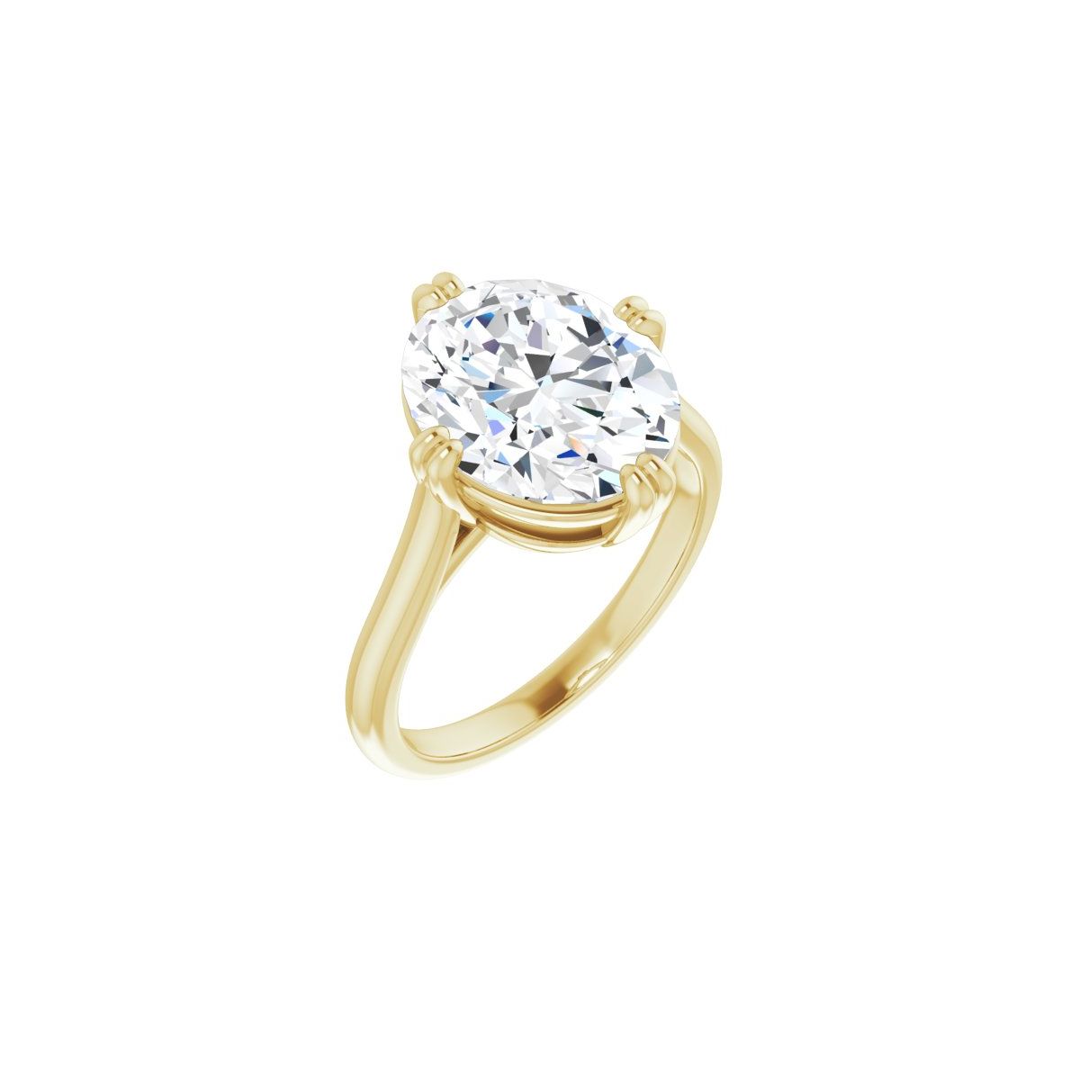 Natural Diamond Oval Double Claw-Prong Solitaire Engagement Ring Mounting - 14K Gold - Series 126031