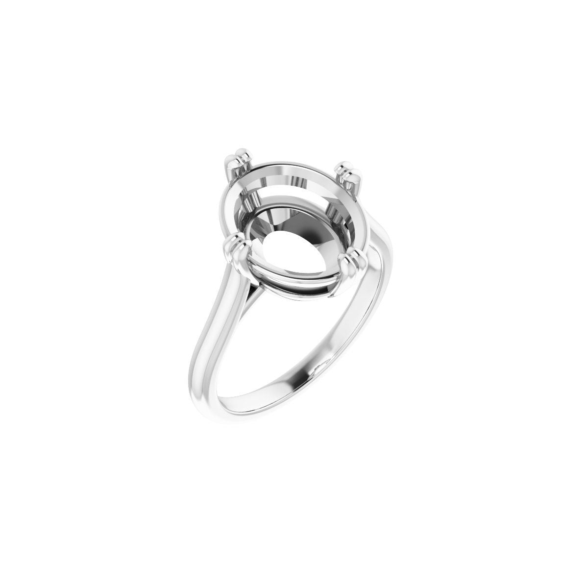 Oval Double Claw-Prong Solitaire Engagement Ring Mounting - gallery - Series 126031