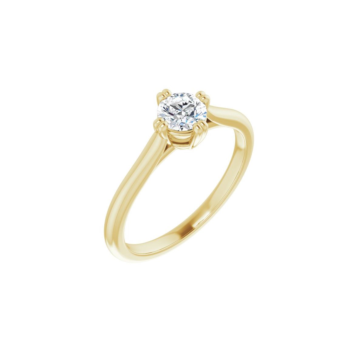 Natural Diamond Round Double Claw-Prong Solitaire Engagement Ring Mounting - 14K Gold - Series 126031