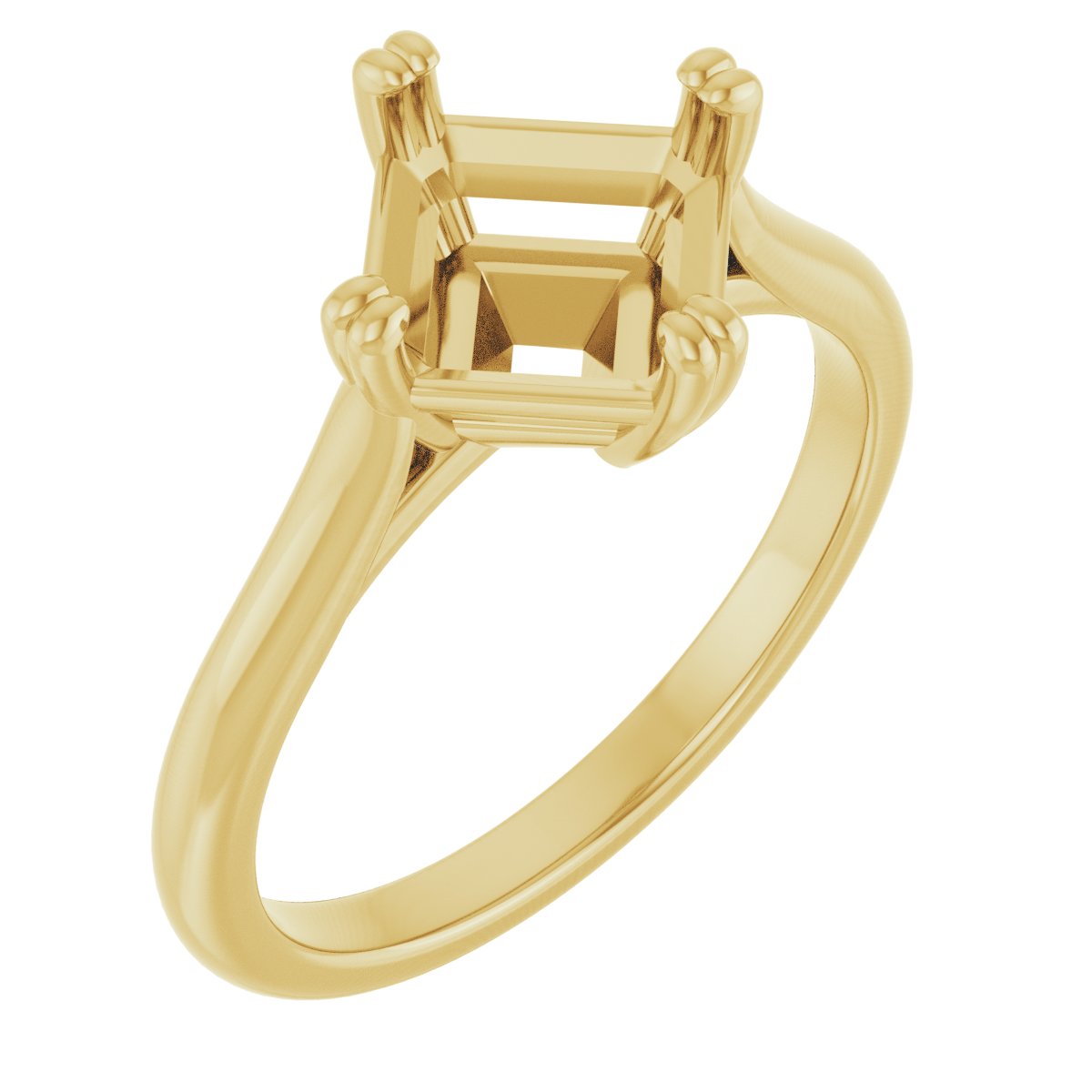 Asscher Double Claw-Prong Solitaire Engagement Ring Mounting - gallery - Series 126031
