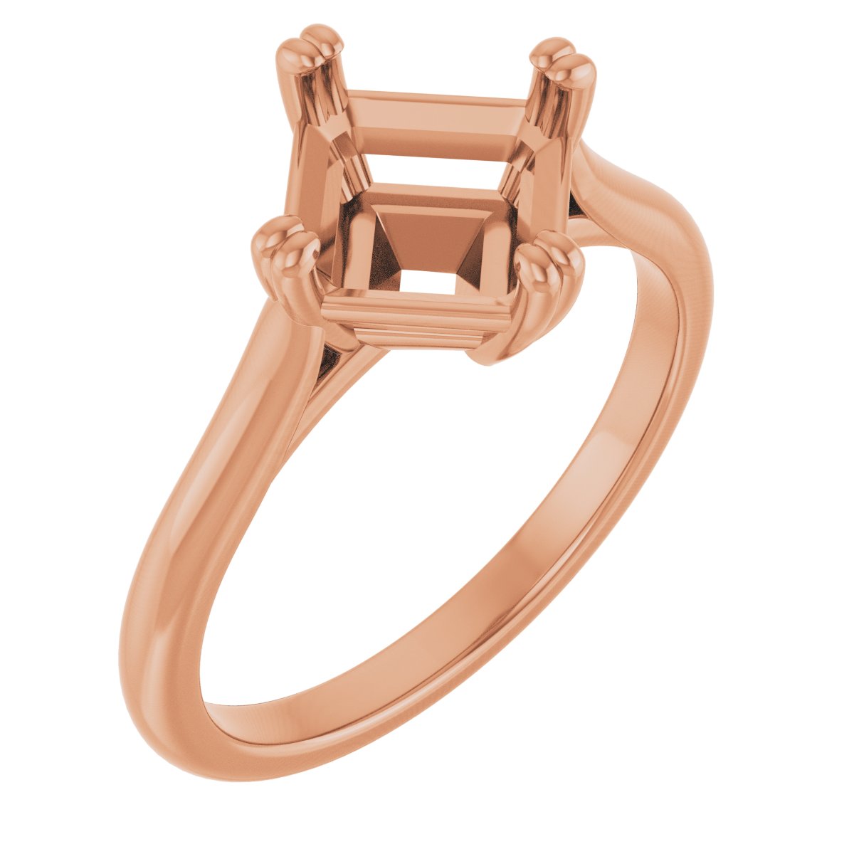 Asscher Double Claw-Prong Solitaire Engagement Ring Mounting - gallery - Series 126031