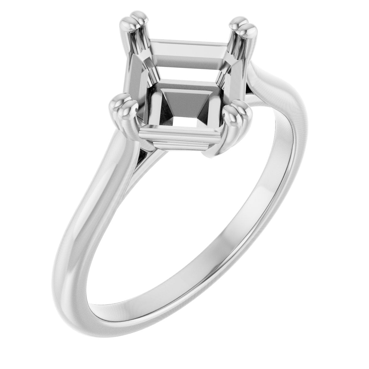 Asscher Double Claw-Prong Solitaire Engagement Ring Mounting - gallery - Series 126031
