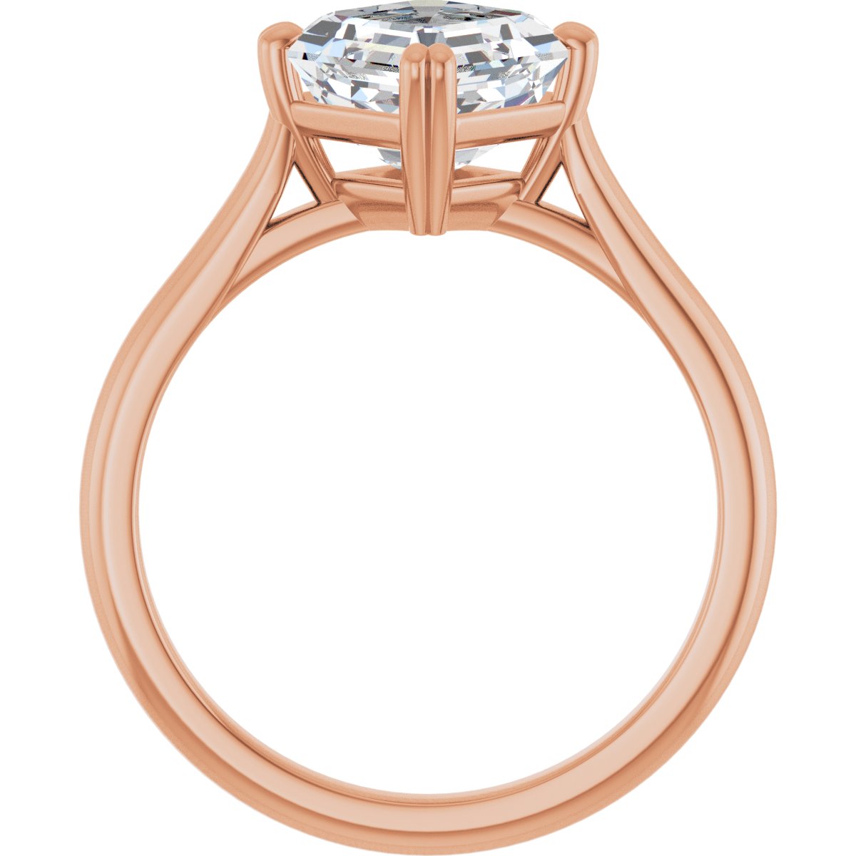 Asscher Double Claw-Prong Solitaire Engagement Ring Mounting - gallery - Series 126031