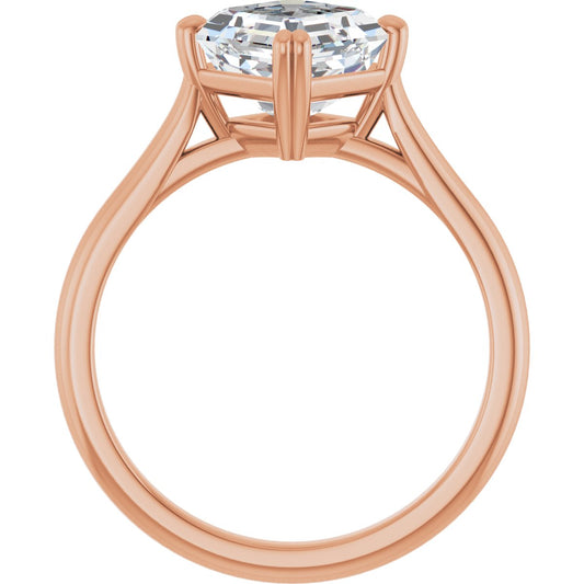 Asscher Double Claw-Prong Solitaire Engagement Ring Mounting - gallery - Series 126031