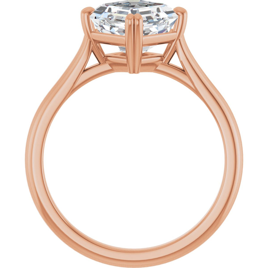 Asscher Double Claw-Prong Solitaire Engagement Ring Mounting - gallery - Series 126031