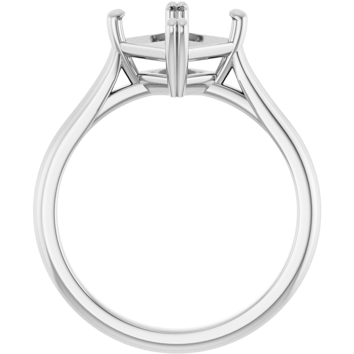 Asscher Double Claw-Prong Solitaire Engagement Ring Mounting - gallery - Series 126031
