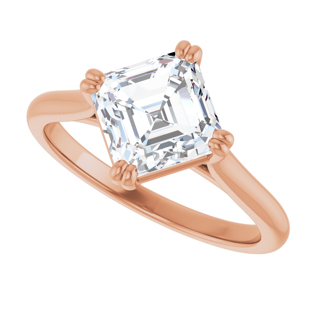 Asscher Double Claw-Prong Solitaire Engagement Ring Mounting - gallery - Series 126031