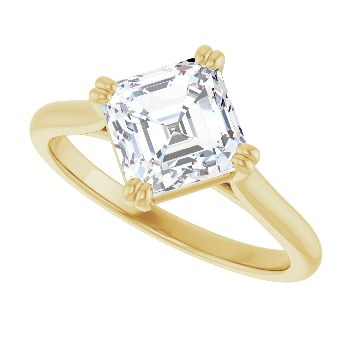 Asscher Double Claw-Prong Solitaire Engagement Ring Mounting - gallery - Series 126031