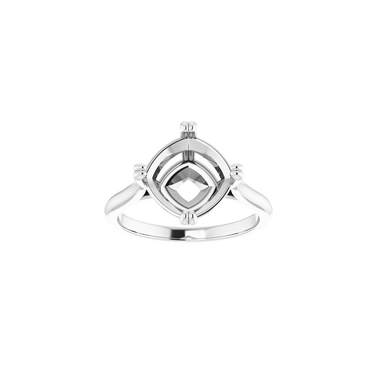 Cushion Double Claw-Prong Solitaire Engagement Ring Mounting - gallery - Series 126031