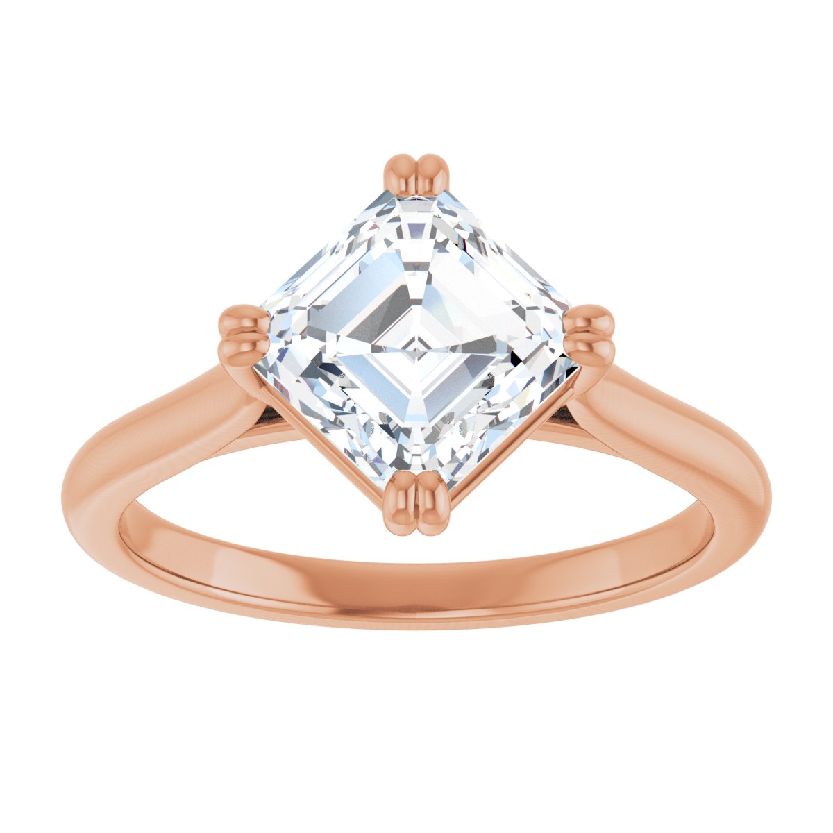 Asscher Double Claw-Prong Solitaire Engagement Ring Mounting - gallery - Series 126031