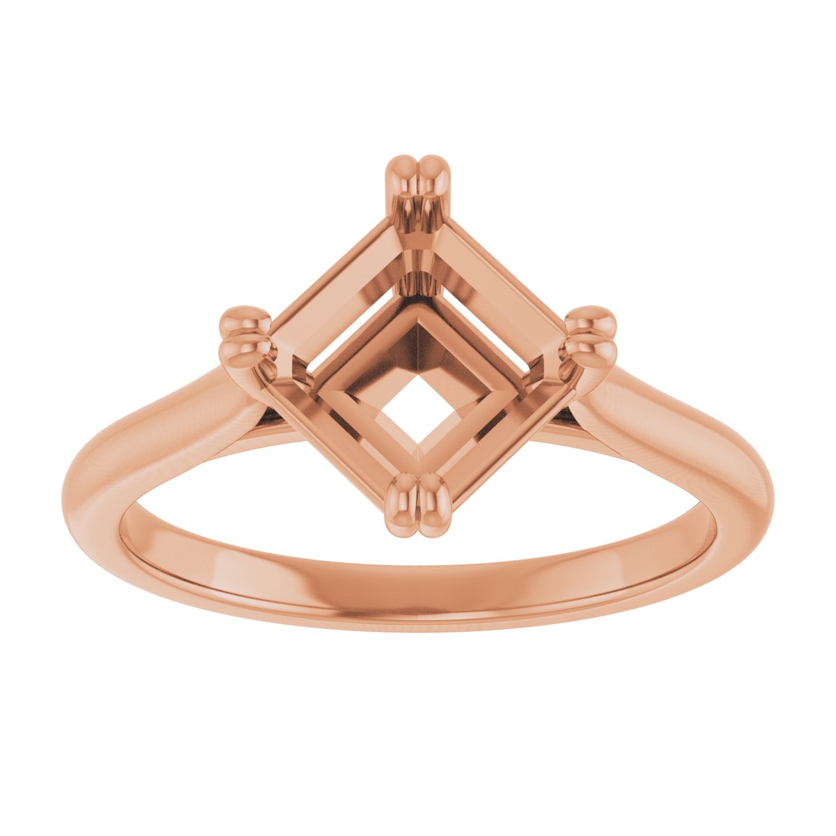 Asscher Double Claw-Prong Solitaire Engagement Ring Mounting - gallery - Series 126031