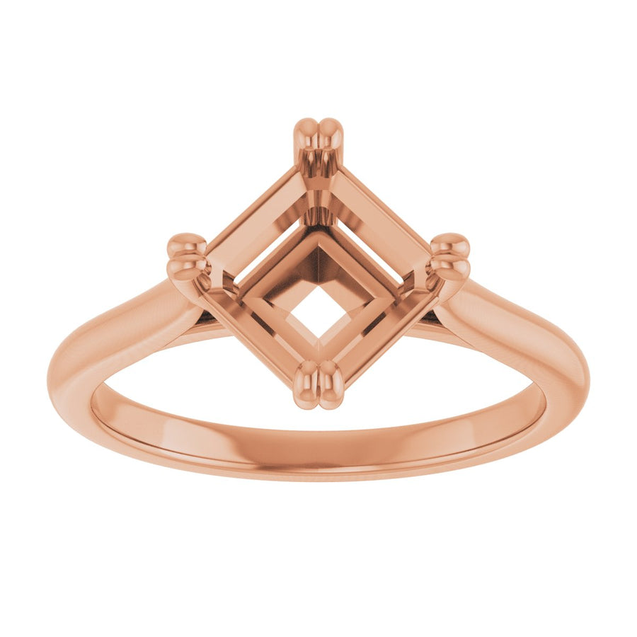 Asscher Double Claw-Prong Solitaire Engagement Ring Mounting - gallery - Series 126031