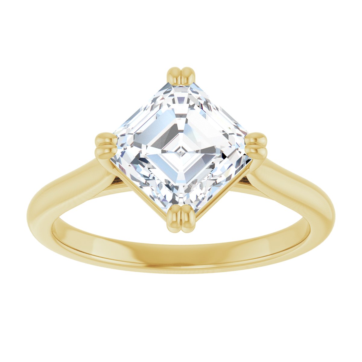 Asscher Double Claw-Prong Solitaire Engagement Ring Mounting - gallery - Series 126031