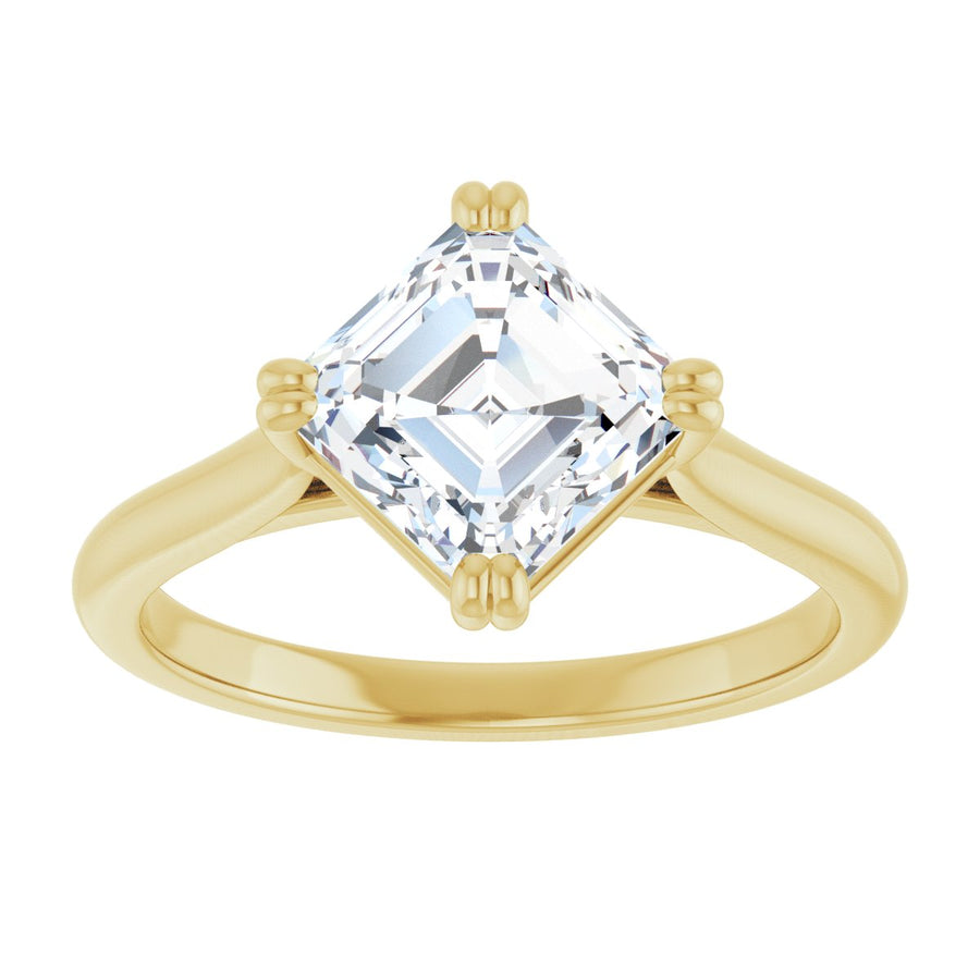 Asscher Double Claw-Prong Solitaire Engagement Ring Mounting - gallery - Series 126031