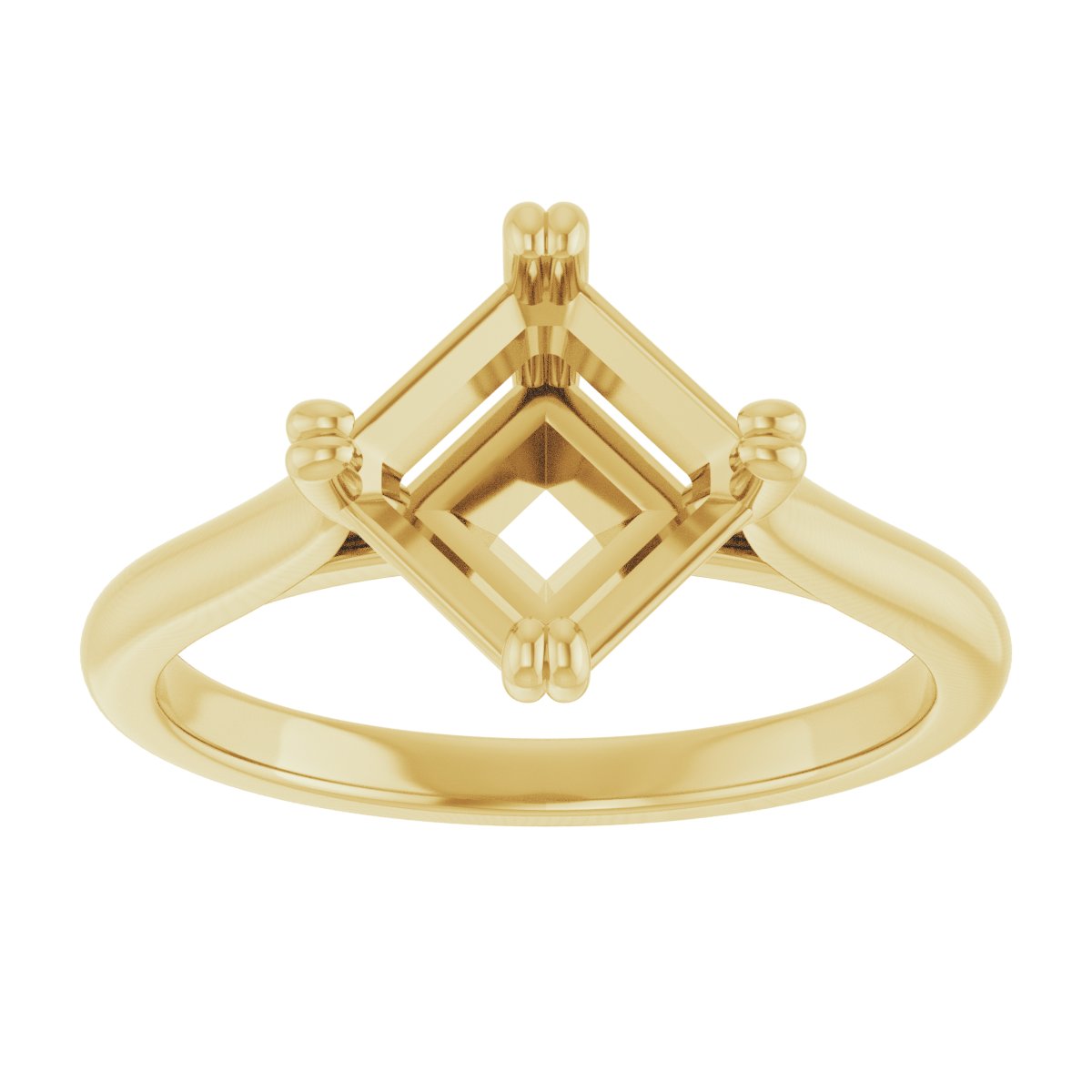 Asscher Double Claw-Prong Solitaire Engagement Ring Mounting - gallery - Series 126031