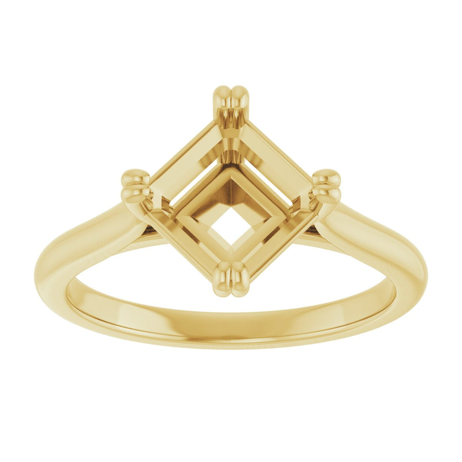Asscher Double Claw-Prong Solitaire Engagement Ring Mounting - gallery - Series 126031