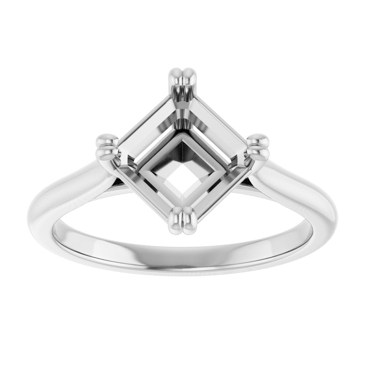 Asscher Double Claw-Prong Solitaire Engagement Ring Mounting - gallery - Series 126031