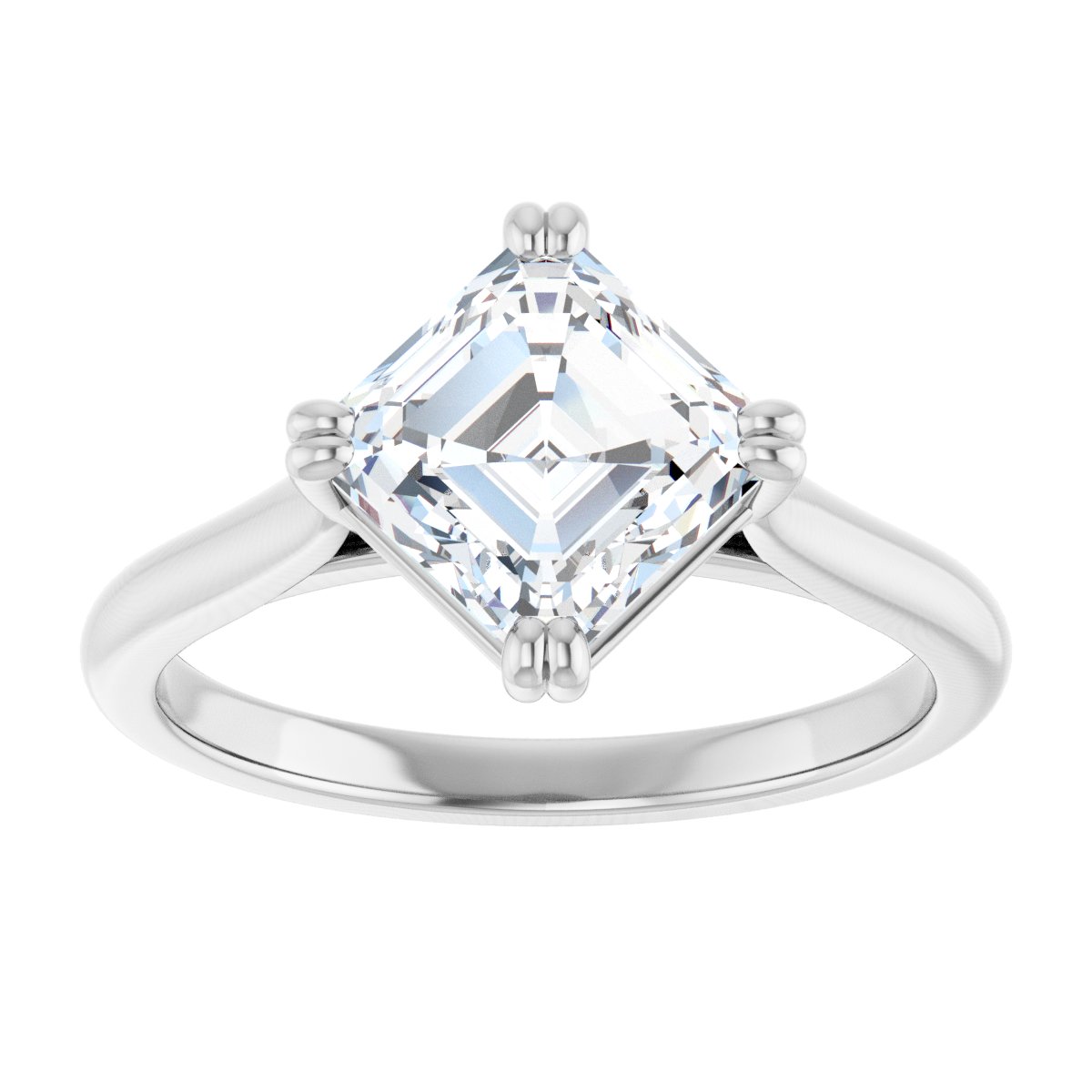 Asscher Double Claw-Prong Solitaire Engagement Ring Mounting - gallery - Series 126031