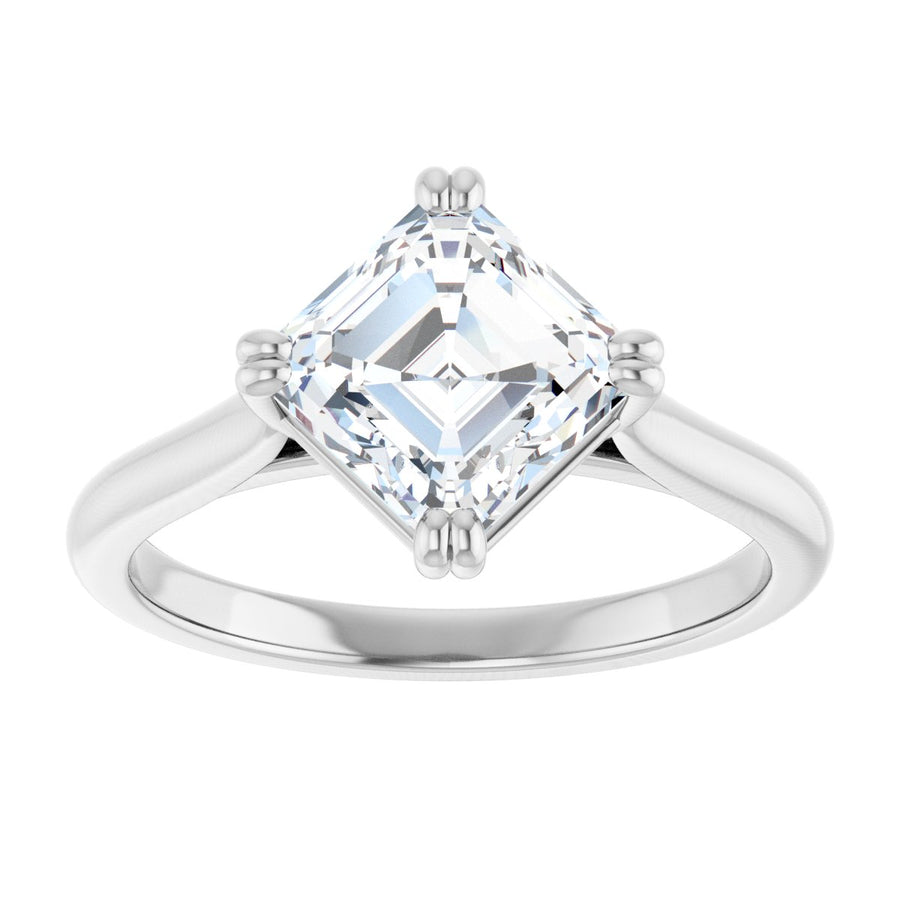 Asscher Double Claw-Prong Solitaire Engagement Ring Mounting - gallery - Series 126031