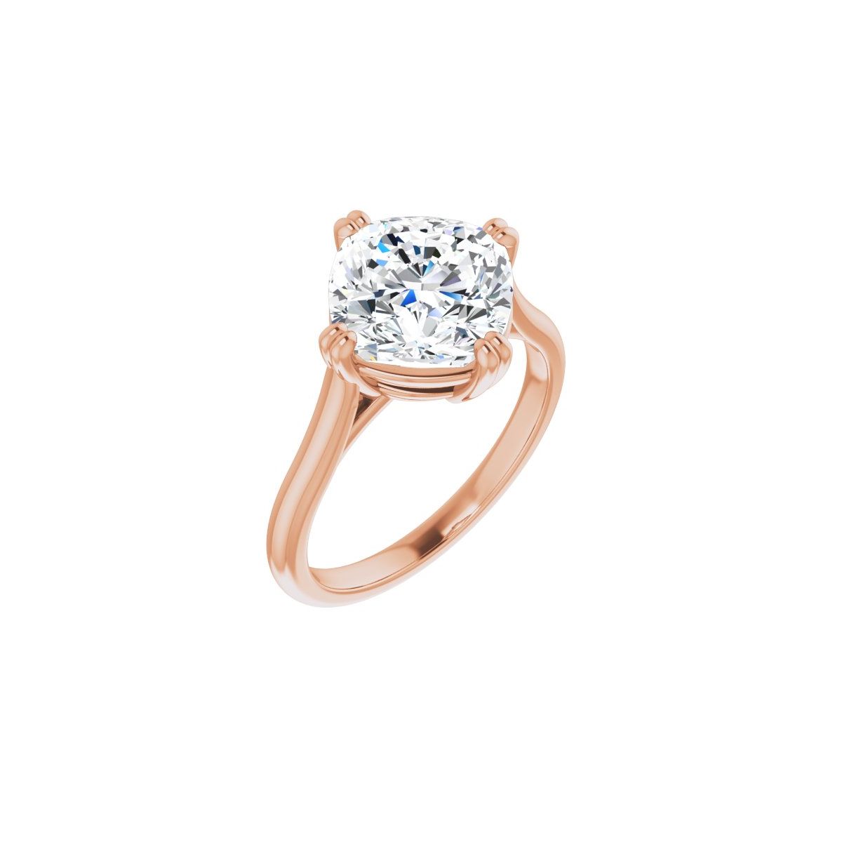 Natural Diamond Cushion Double Claw-Prong Solitaire Engagement Ring Mounting - 14K Gold - Series 126031