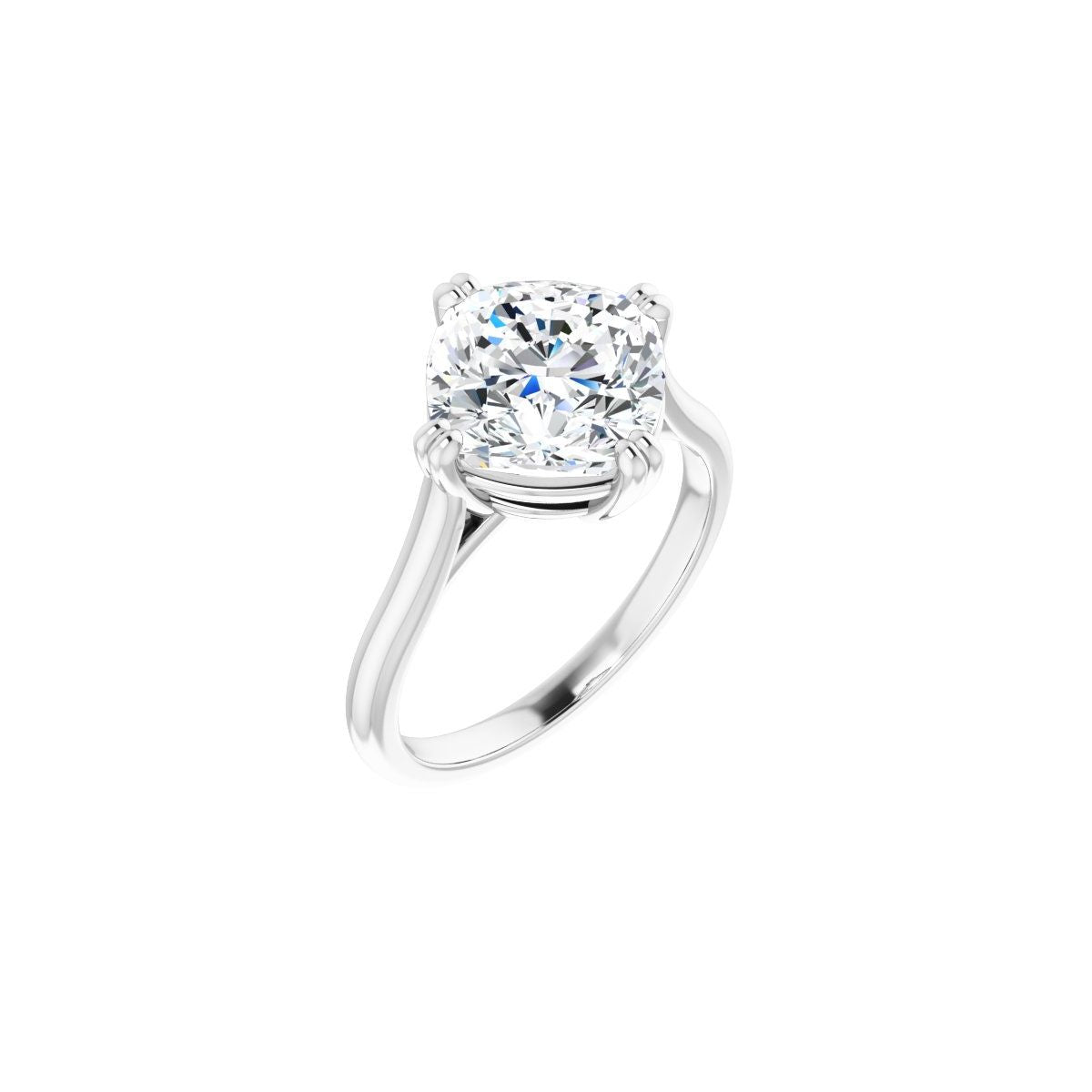 Natural Diamond Cushion Double Claw-Prong Solitaire Engagement Ring Mounting - 14K Gold - Series 126031