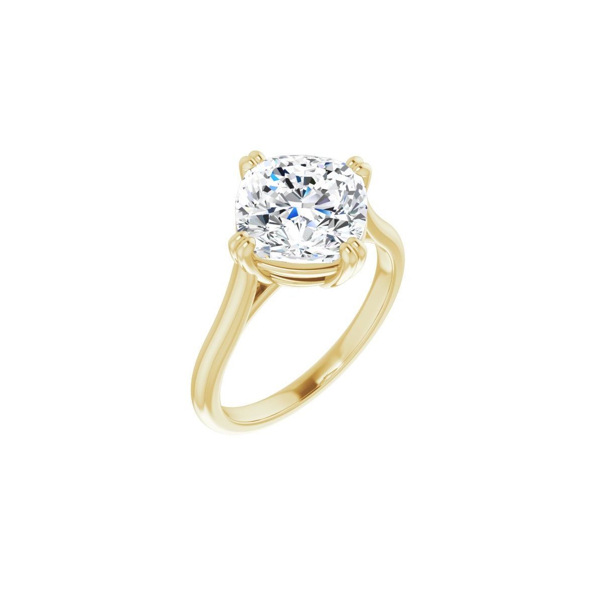 Natural Diamond Cushion Double Claw-Prong Solitaire Engagement Ring Mounting - 14K Gold - Series 126031