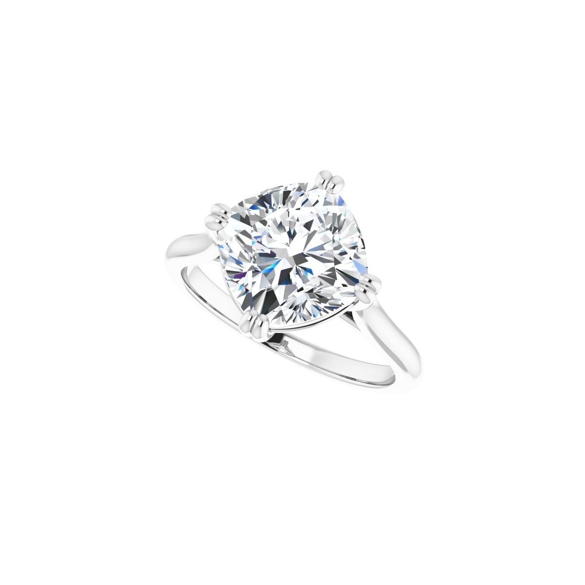 Cushion Double Claw-Prong Solitaire Engagement Ring Mounting - gallery - Series 126031
