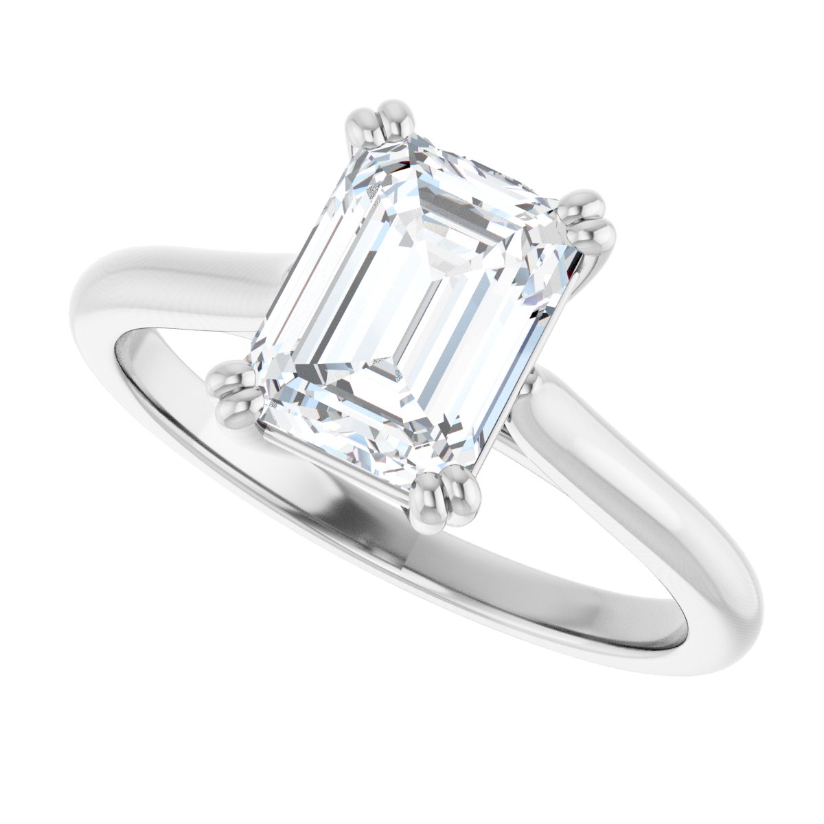 Emerald Double Claw-Prong Solitaire Engagement Ring Mounting - gallery - Series 126031