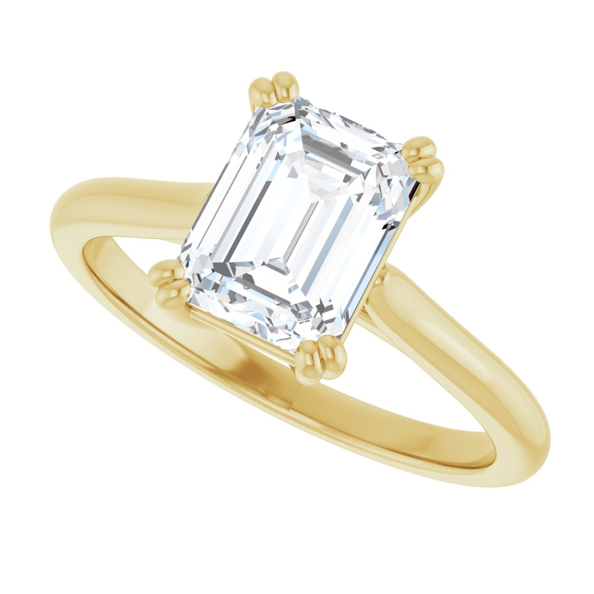 Emerald Double Claw-Prong Solitaire Engagement Ring Mounting - gallery - Series 126031
