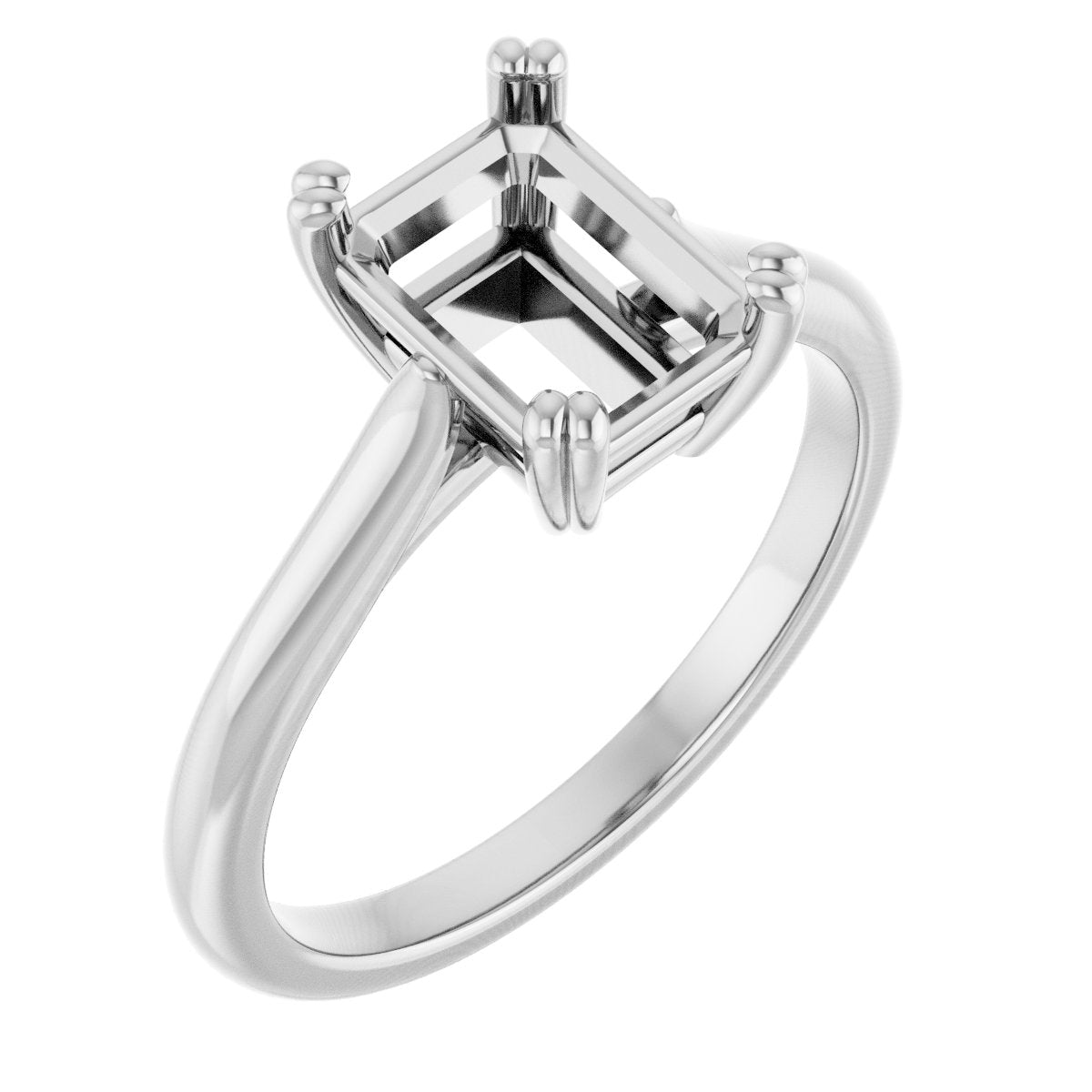 Emerald Double Claw-Prong Solitaire Engagement Ring Mounting - gallery - Series 126031