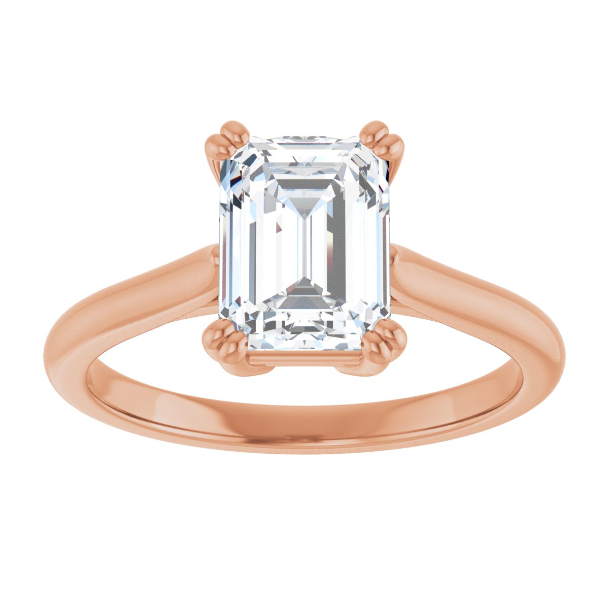 Emerald Double Claw-Prong Solitaire Engagement Ring Mounting - gallery - Series 126031
