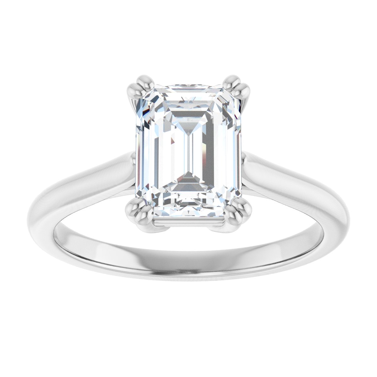 Emerald Double Claw-Prong Solitaire Engagement Ring Mounting - gallery - Series 126031