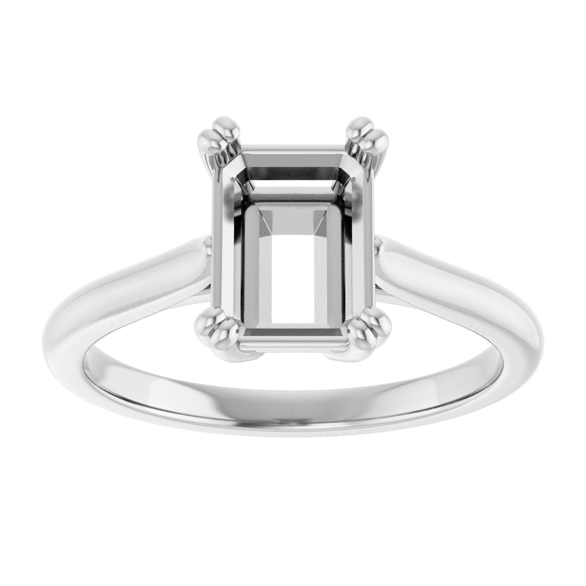 Emerald Double Claw-Prong Solitaire Engagement Ring Mounting - gallery - Series 126031