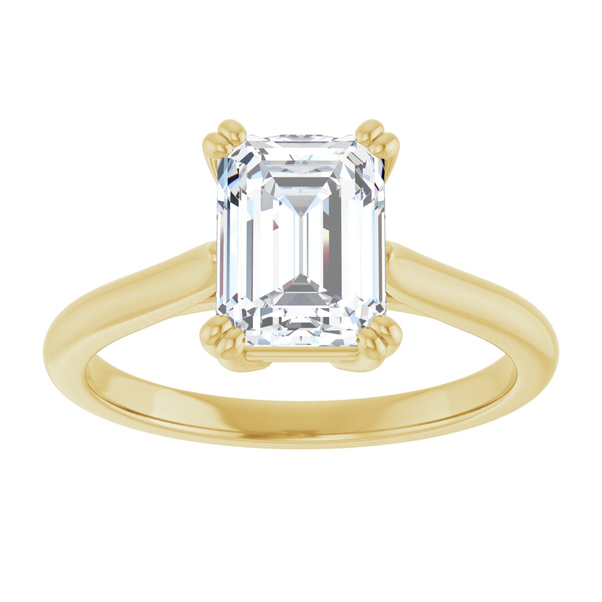 Emerald Double Claw-Prong Solitaire Engagement Ring Mounting - gallery - Series 126031