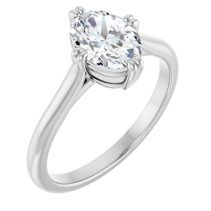 Oval Double Claw-Prong Solitaire Engagement Ring Mounting - gallery - Series 126031