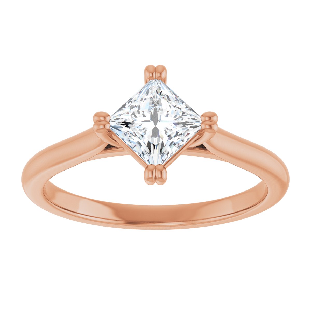 Square Double Claw-Prong Solitaire Engagement Ring Mounting - gallery - Series 126031