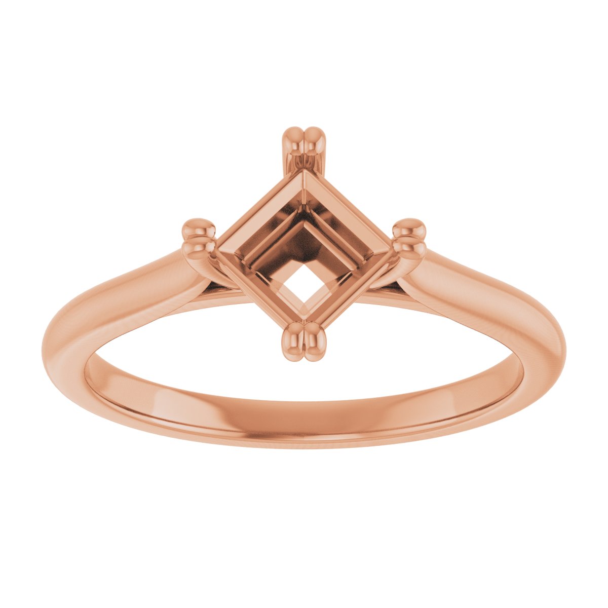 Square Double Claw-Prong Solitaire Engagement Ring Mounting - gallery - Series 126031