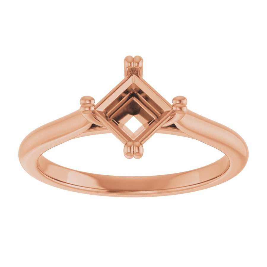 Square Double Claw-Prong Solitaire Engagement Ring Mounting - gallery - Series 126031