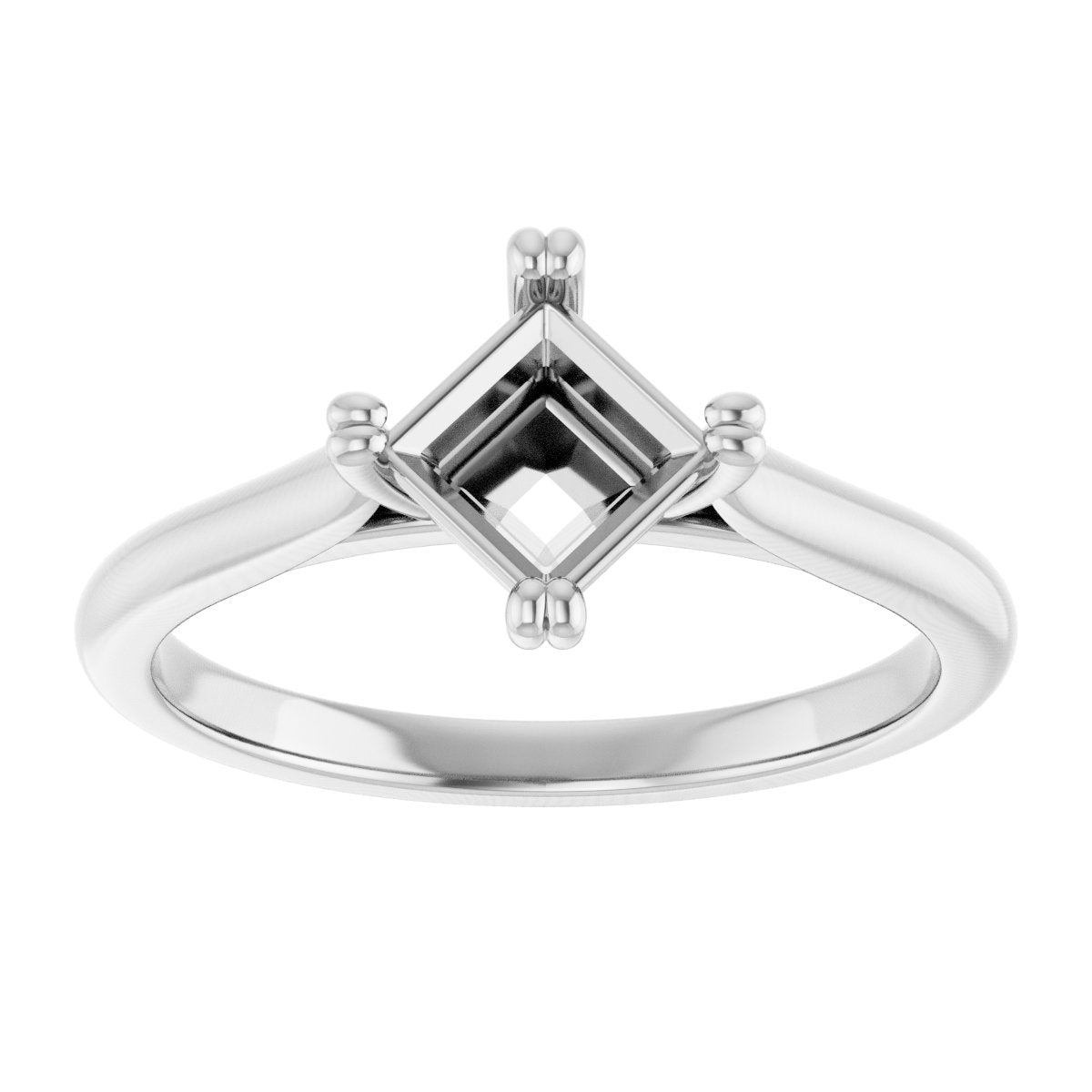 Square Double Claw-Prong Solitaire Engagement Ring Mounting - gallery - Series 126031
