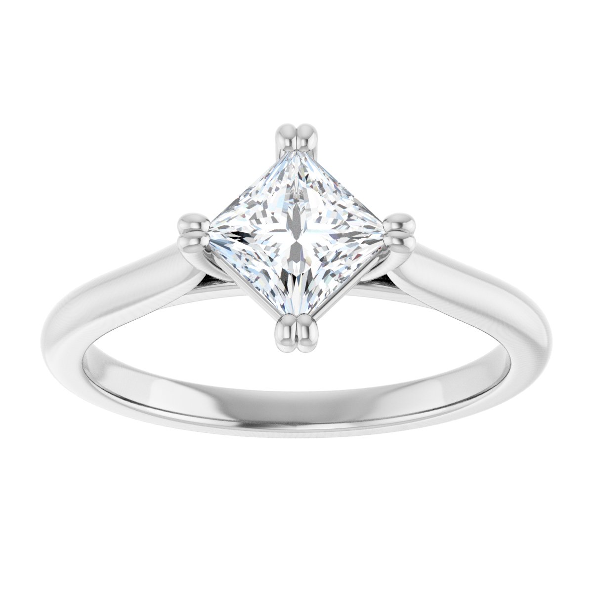 Square Double Claw-Prong Solitaire Engagement Ring Mounting - gallery - Series 126031